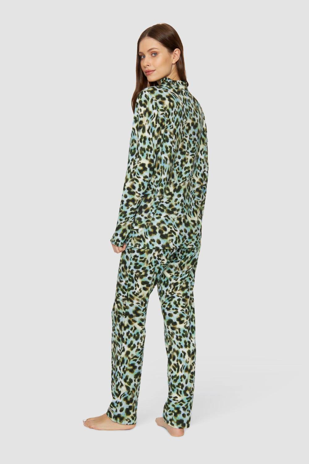 Rösch Pyjama im bunten Leo-Druck Baumwolle/Modal Schlussverkauf