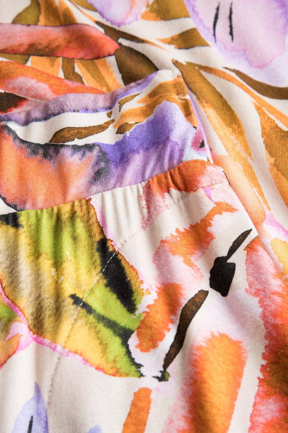 Rösch Lange Hose im fröhlichen Blätter-Druck Sommer Bunt Viskose/Elasthan Verkauf