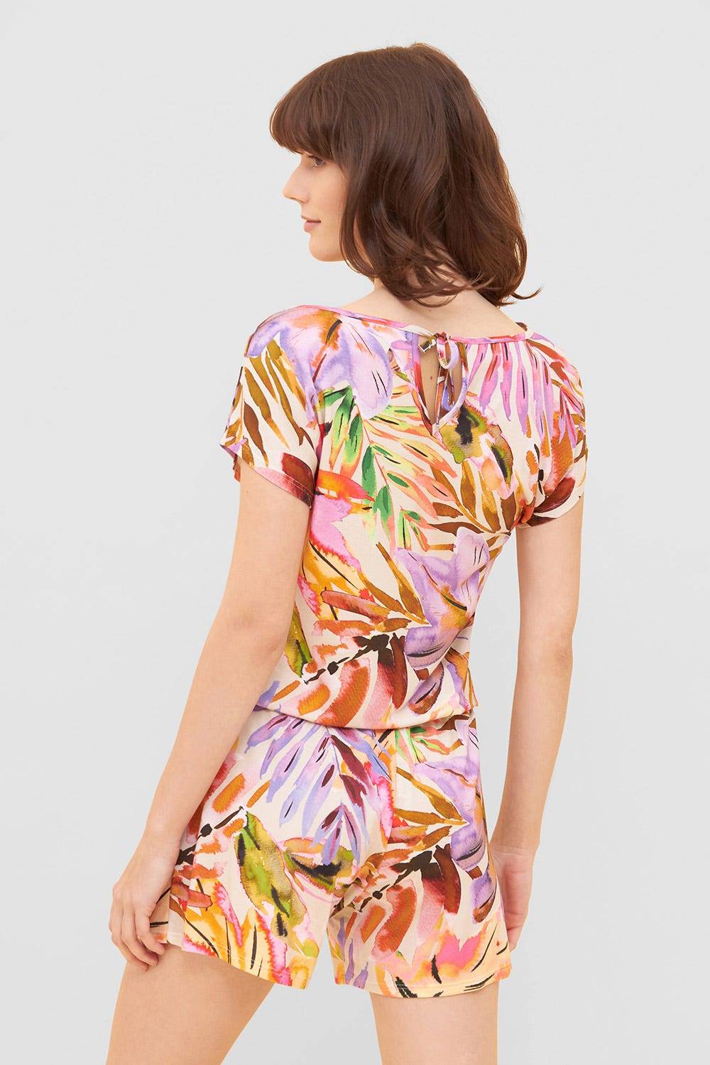 Rösch Jumpsuit im fröhlichen Blätter-Druck Bunt Shorts Sommer Viskose/Elasthan Hotsell
