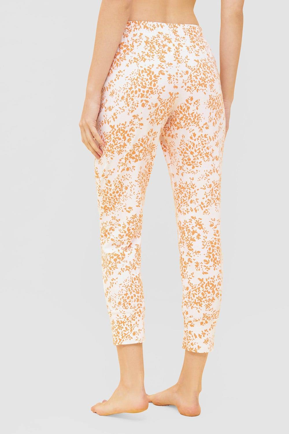 Rösch 7/8-Hose im Blümchen-Design Orange Schmal Mix &amp; Match Baumwolle/Elasthan Fabrikverkauf