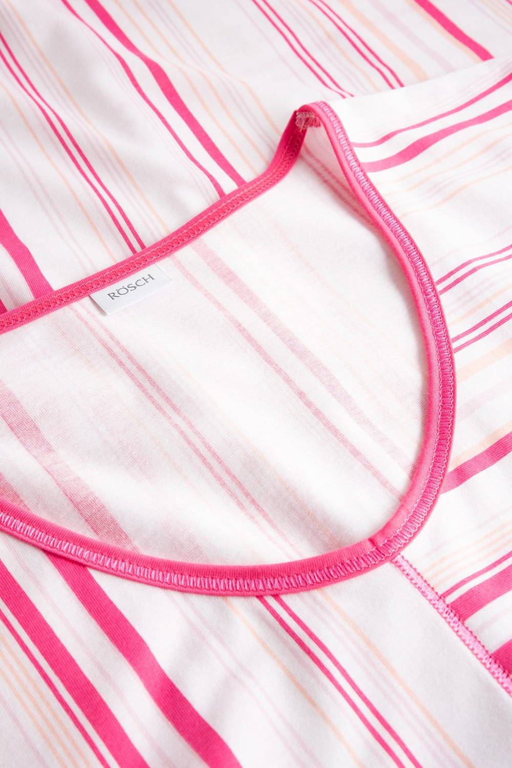 Rösch Nachthemd im rosa Streifendruck V-Ausschnitt Ziernähte 100% Baumwolle Online