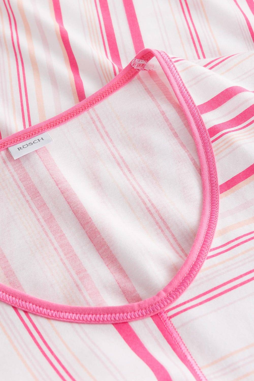 Rösch Nachtkleid im rosa Streifendruck V-Ausschnitt Ziernähte 100% Baumwolle Outlet