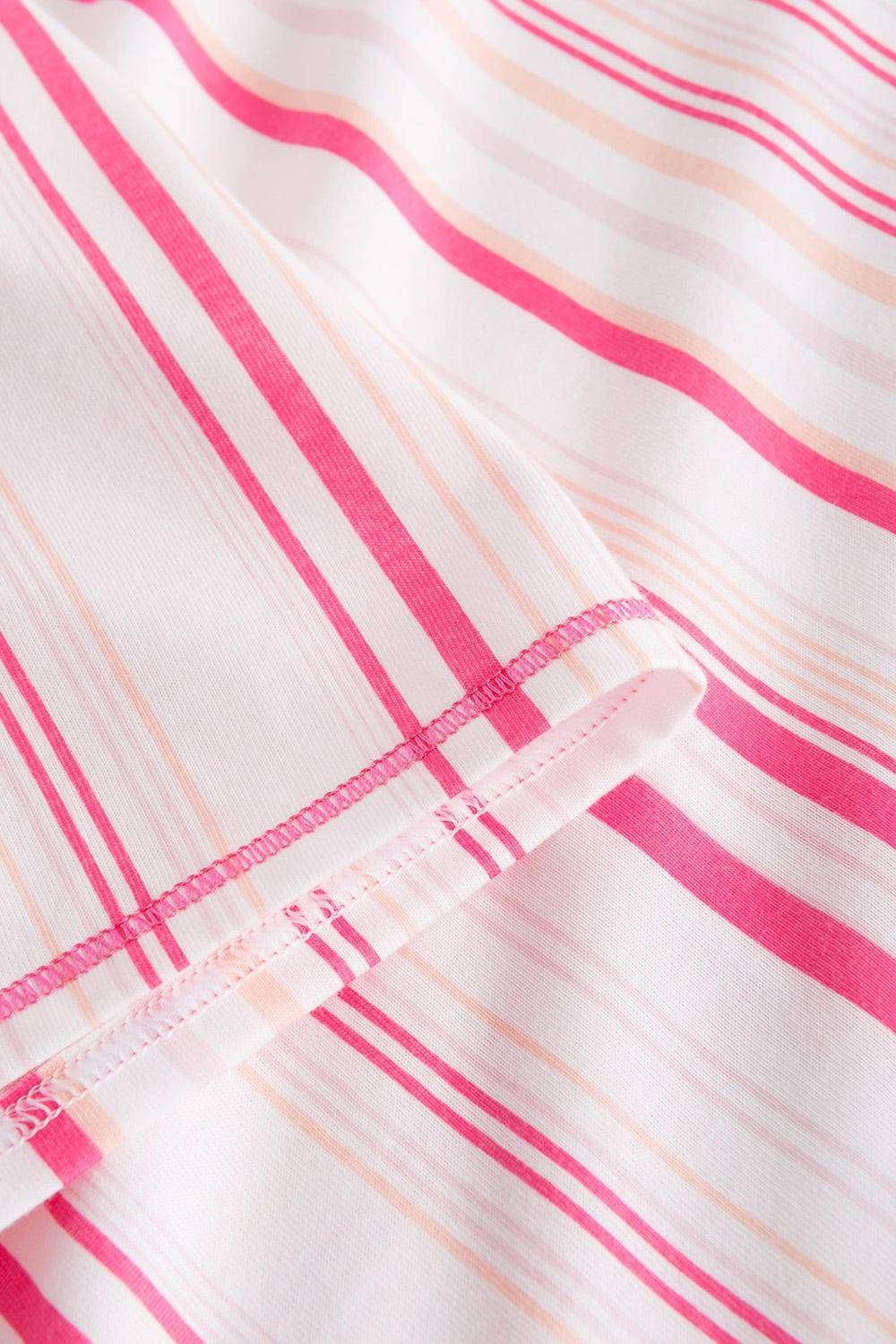 Rösch Nachtkleid im rosa Streifendruck V-Ausschnitt Ziernähte 100% Baumwolle Outlet