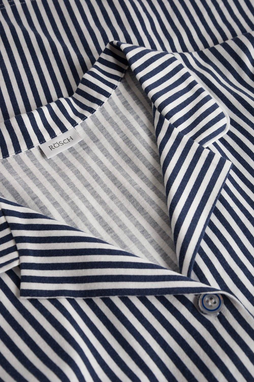 Rösch Pyjama im Streifendruck Herrenhemd-Stil Bermuda Knopfleiste 100% Baumwolle Hotsell