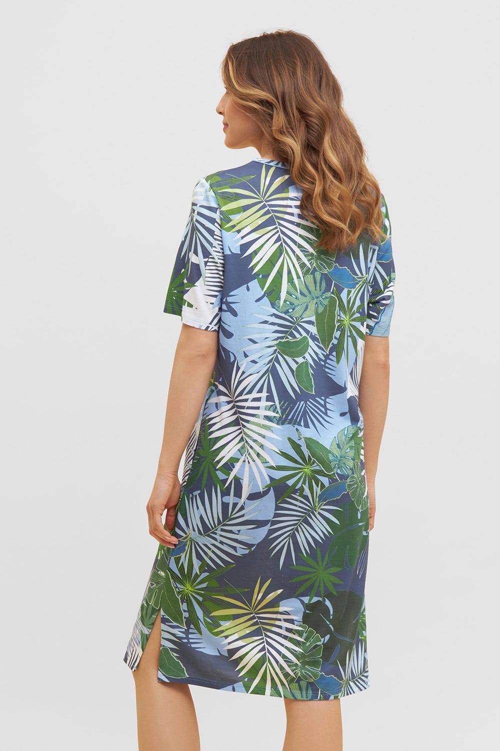 Rösch Nachtkleid im tropischen Palmen-Druck Taschen Baumwolle/Modal Günstiger Verkauf