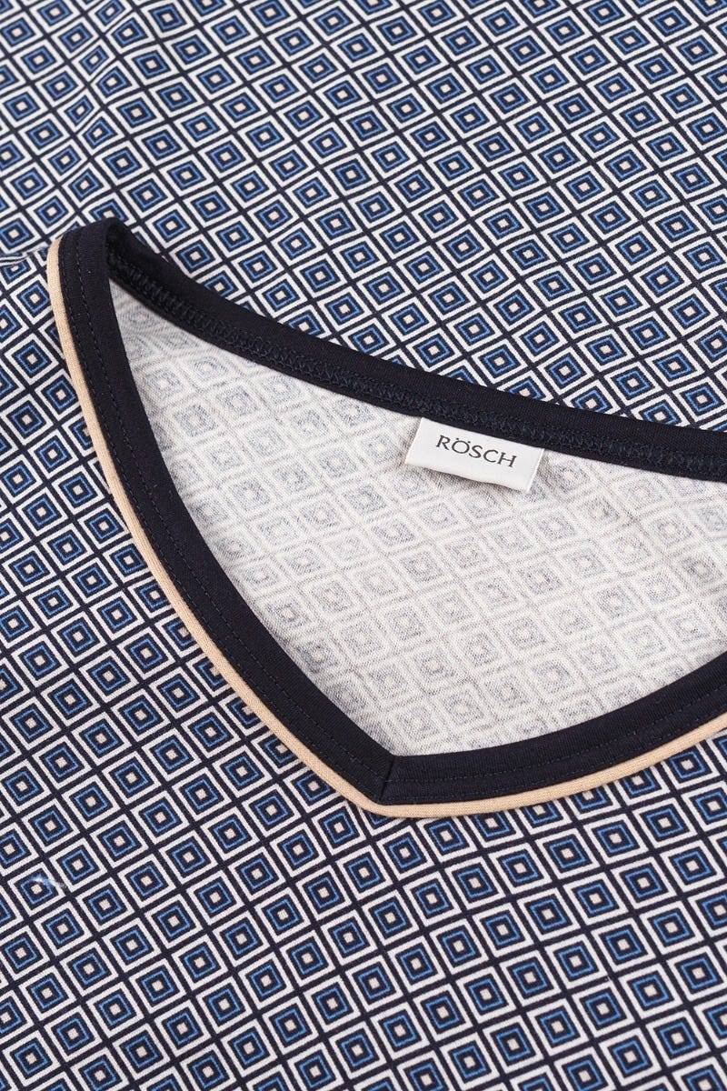 Rösch Herren Pyjama mit Minimalprint Blau Klassisch 100% Baumwolle Hotsell