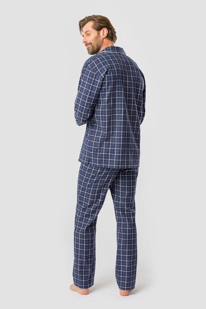 Rösch Herren Pyjama im Web-Karo Klassisch Paspeln 100% Baumwolle Schlussverkauf