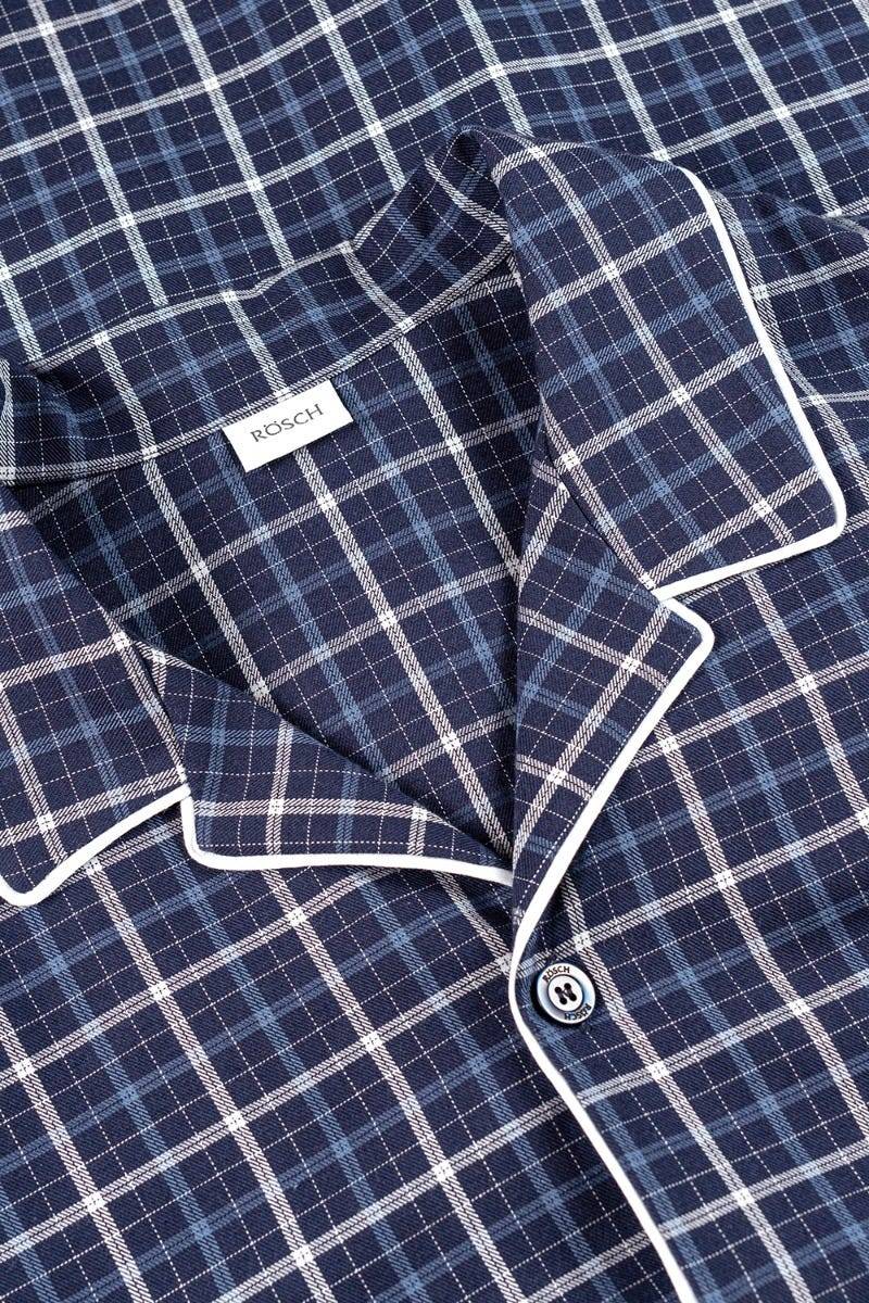Rösch Herren Pyjama im Web-Karo Klassisch Paspeln 100% Baumwolle Schlussverkauf