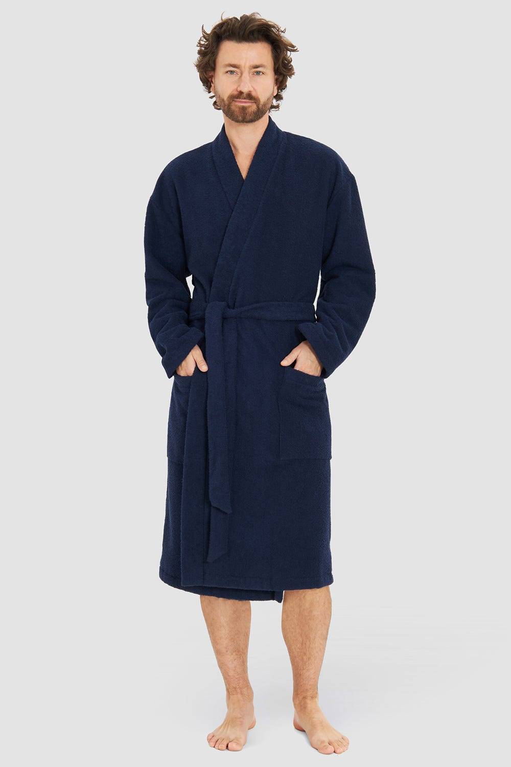 Rösch Herren Bademantel aus Frottee Midi Baumwolle/Polyester