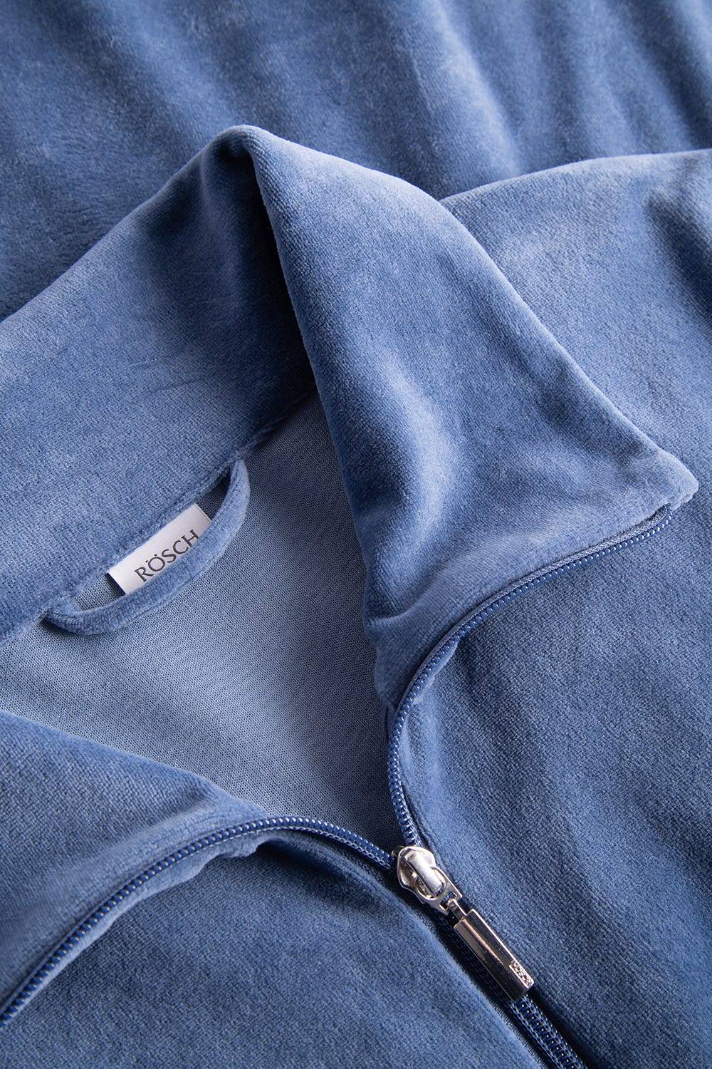 Rösch Morgenmantel aus Nicki Blouson-Style sportive Streifen Stickbündchen Baumwolle/Polyester Outlet