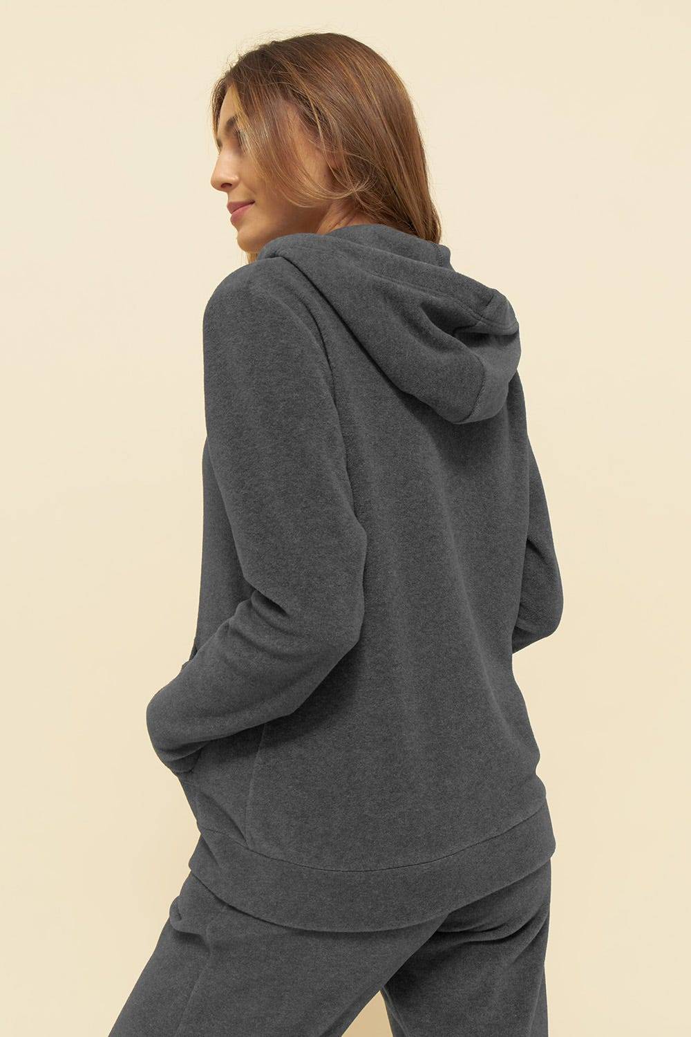 Rösch Hausanzug aus kuscheligem Fleece Hoodie lässig Polyester/Viskose Auslauf