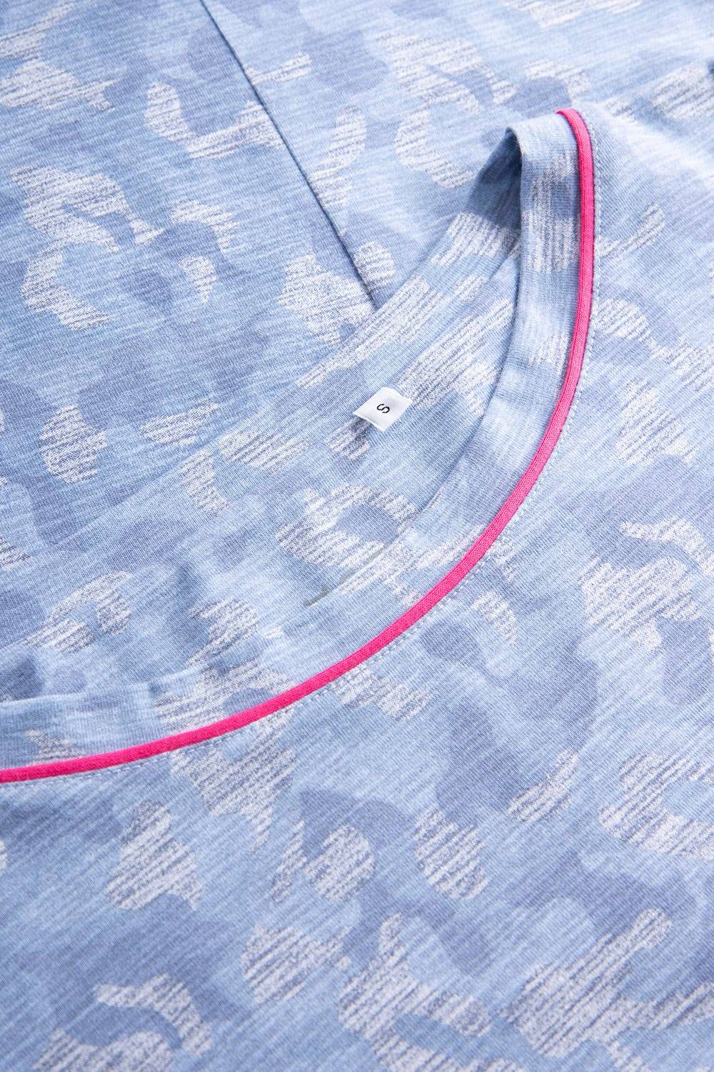 Rösch Nachtkleid im blauen Camouflage-Druck Halbarm Maxi-Länge Baumwolle/Elasthan Online