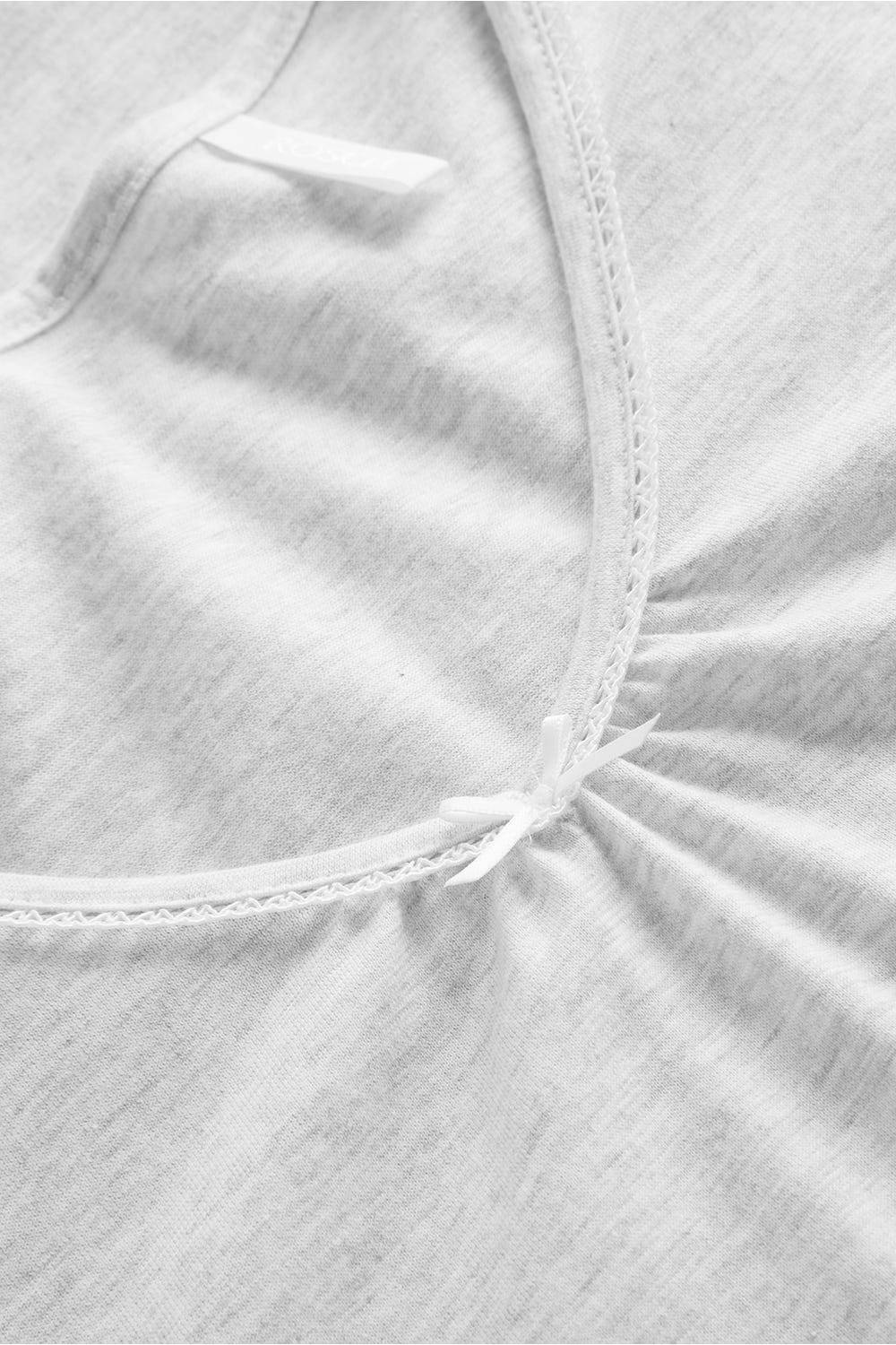 Rösch Pyjama mit Zierschleife und Spitze Grau Kurzarm 7/8-Hose 100% Baumwolle Fabrikverkauf