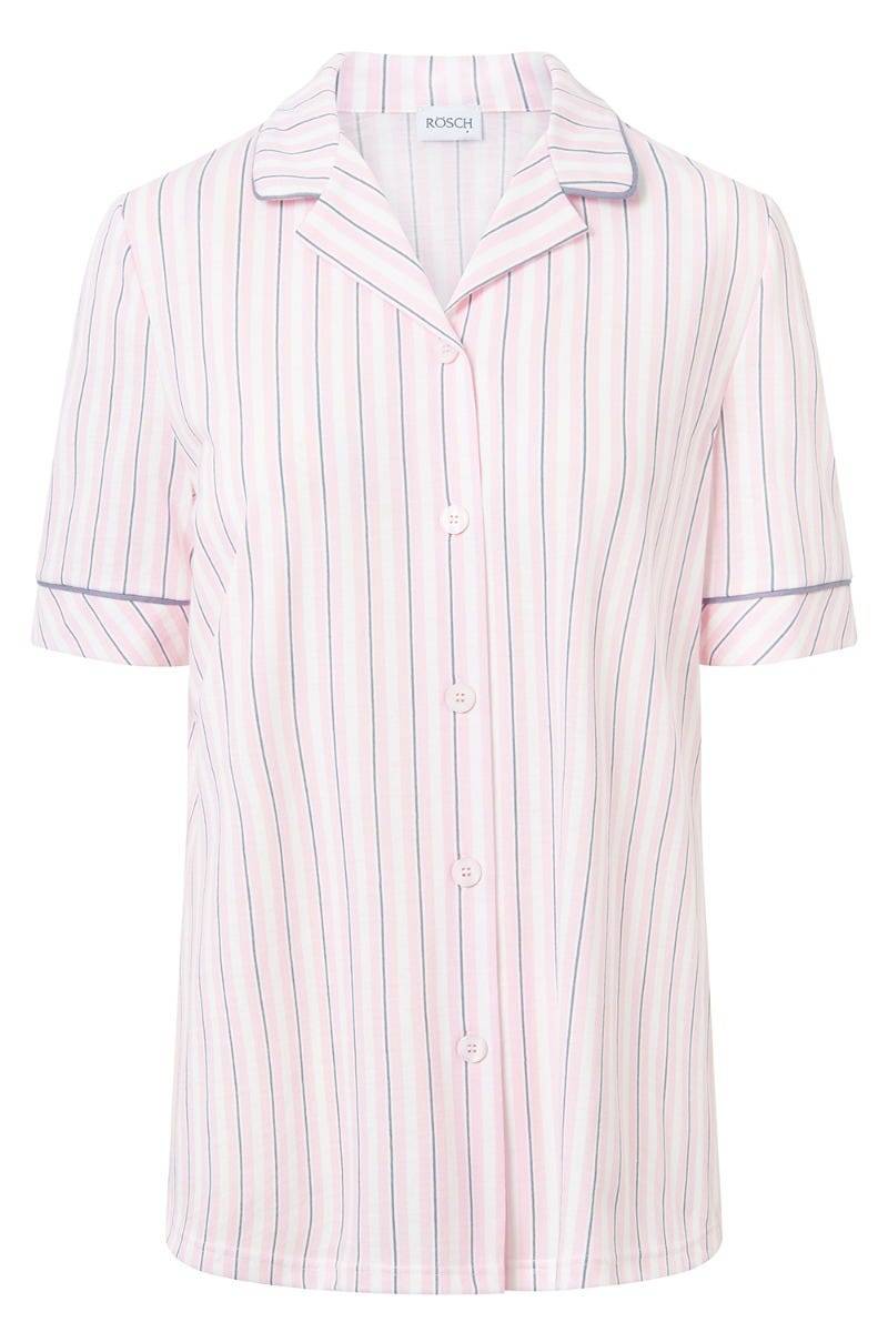 Rösch Basic Pyjamashirt Kurzarm im Streifendruck Herrenhemdstil Online
