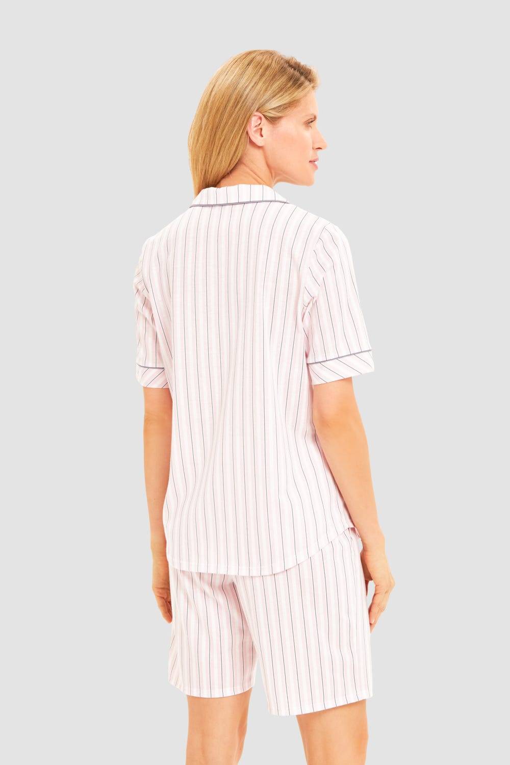 Rösch Basic Pyjamashirt Kurzarm im Streifendruck Herrenhemdstil Online