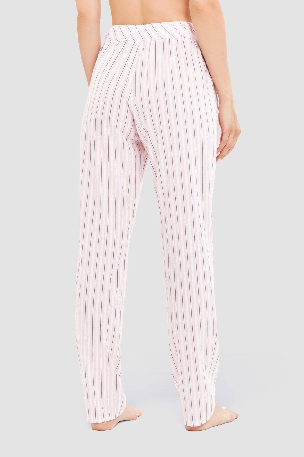 Rösch Basic Pyjamahose Lang im Streifendruck Rosa-Grau Hotsell