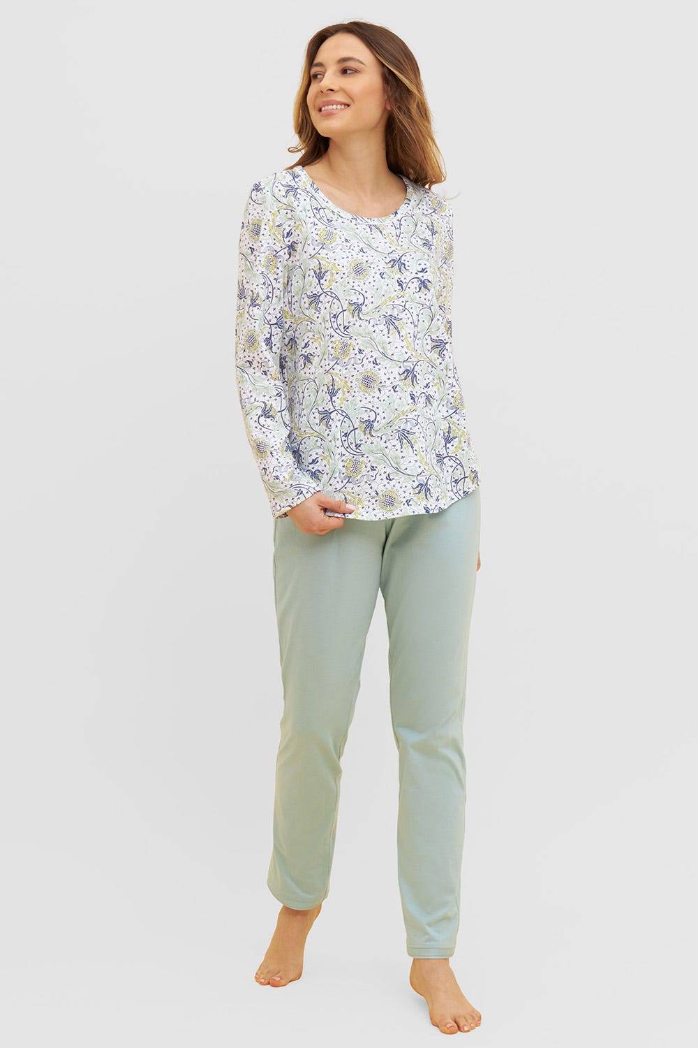 Rösch Basic Pyjamashirt Langarm im floralen Ornament-Print Mix &amp; Match 1884806 Meist gekauft