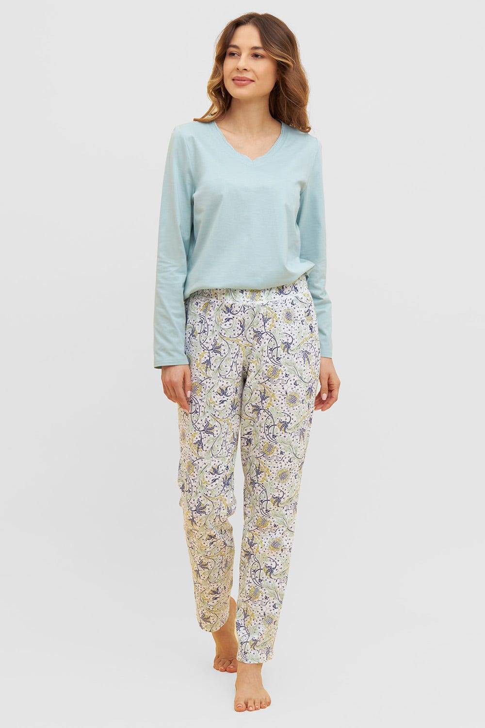 Rösch Basic Pyjamahose lang im floralen Ornament-Print Mix &amp; Match 1884808 Outlet