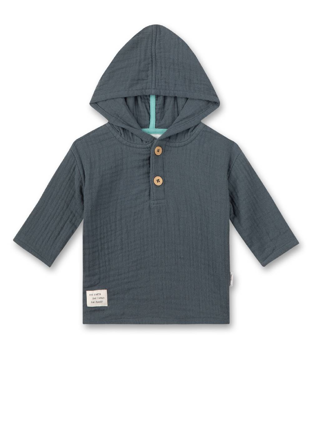 Sanetta Jungen-Langarmshirt mit Kapuze Dunkelblau aus Musselin Hotsell