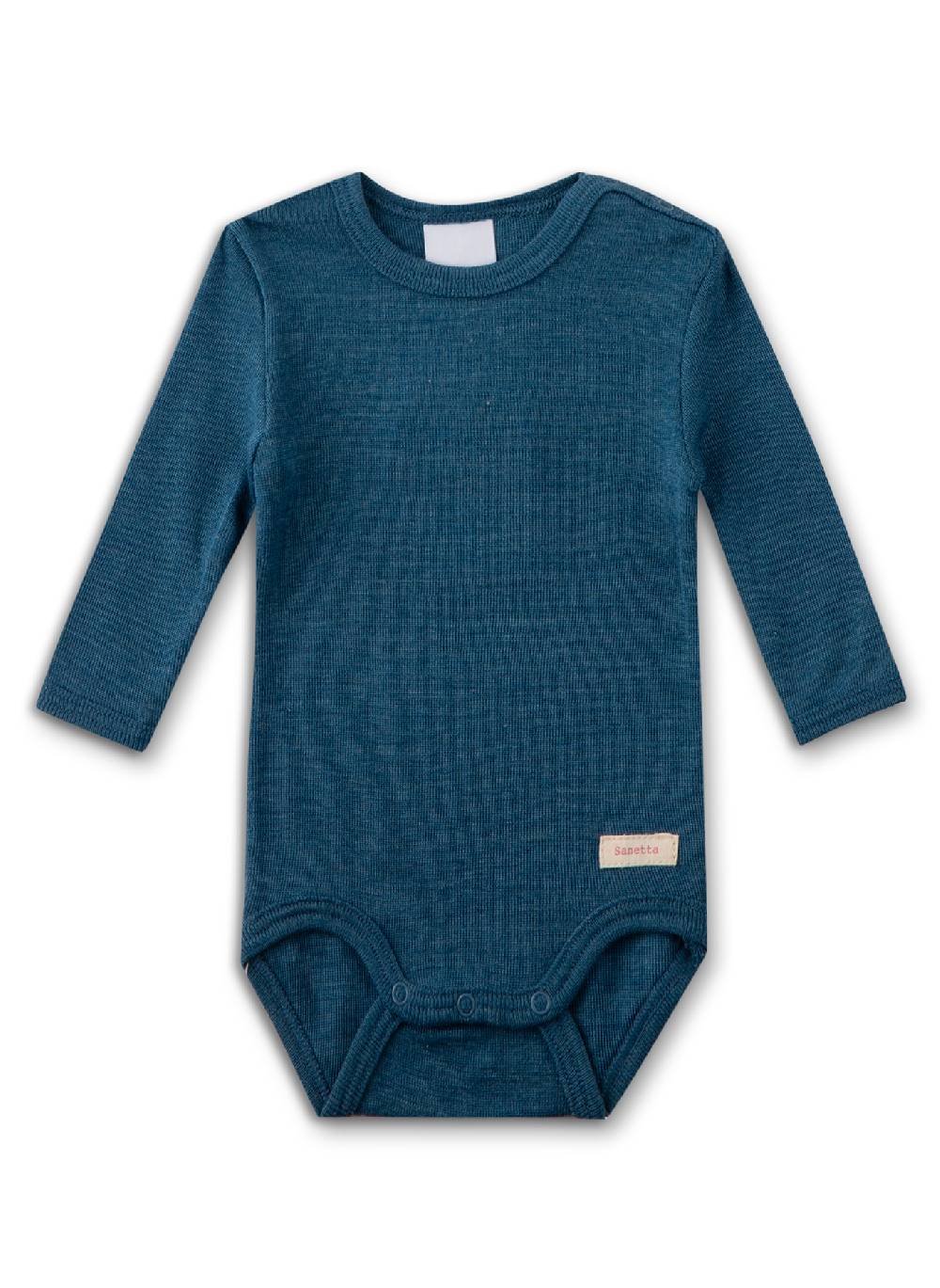 Sanetta Body langarm Blau aus Merinowolle & Seide