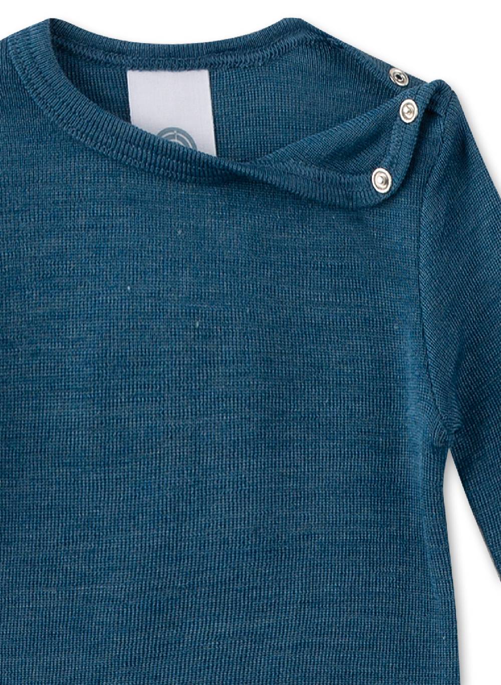 Sanetta Body langarm Blau aus Merinowolle & Seide Fabrikverkauf