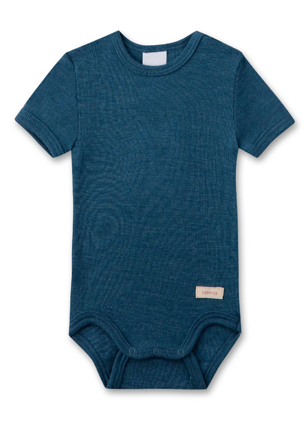 Sanetta Body kurzarm Blau aus Merinowolle & Seide