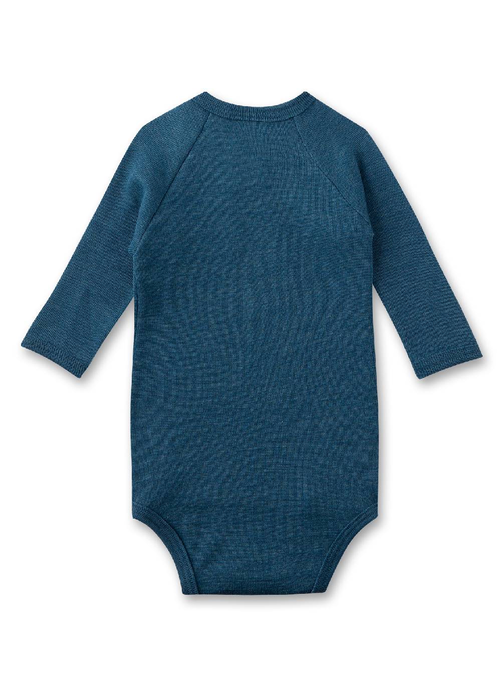 Sanetta Wickelbody langarm Blau aus Merinowolle & Seide Outlet
