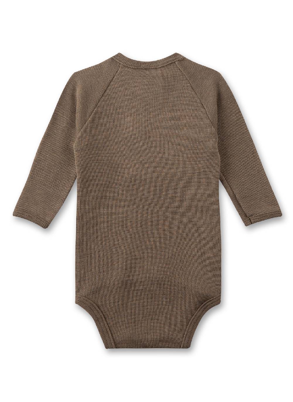 Sanetta Wickelbody langarm Beige aus Merino-Wolle & Seide Auslauf