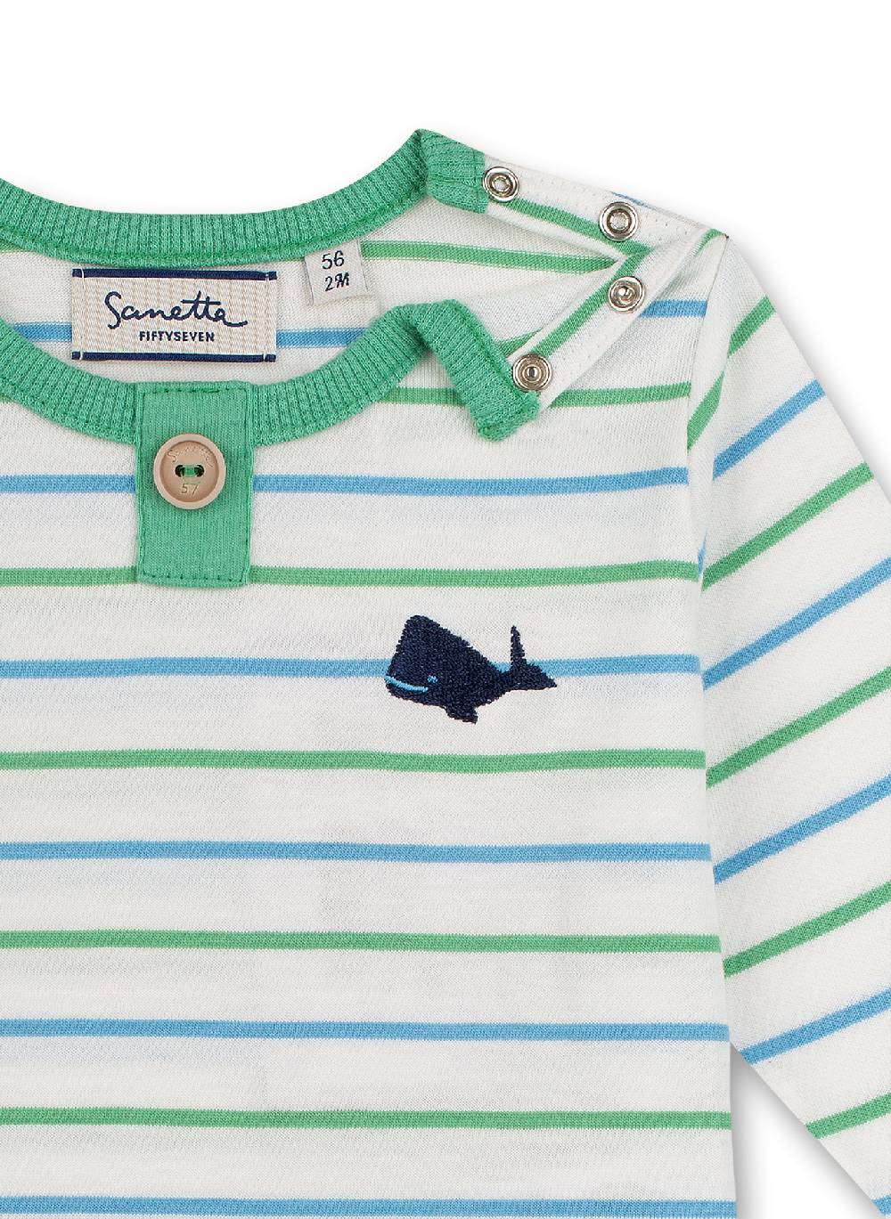 Sanetta Jungen-Shirt langarm Off-White Ringel Little Whale im Angebot