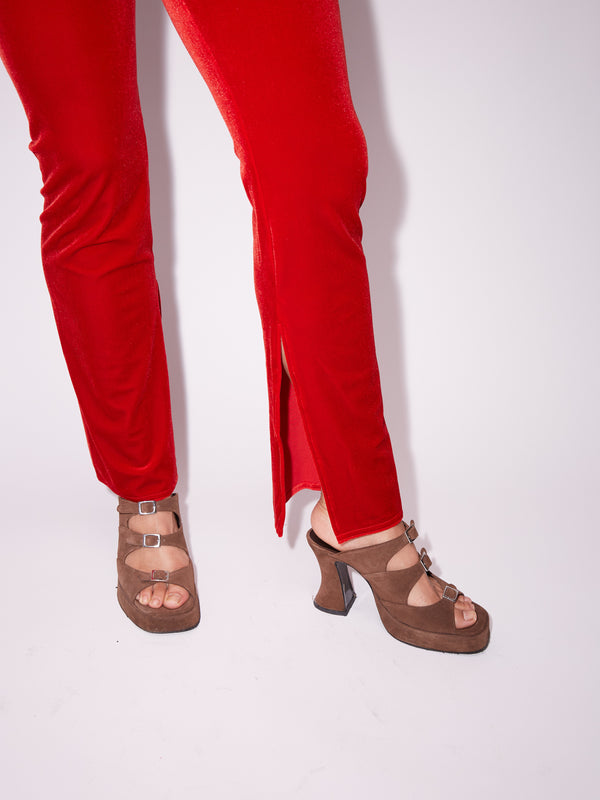 Simone Wild Velvet Slit Pants Schlussverkauf
