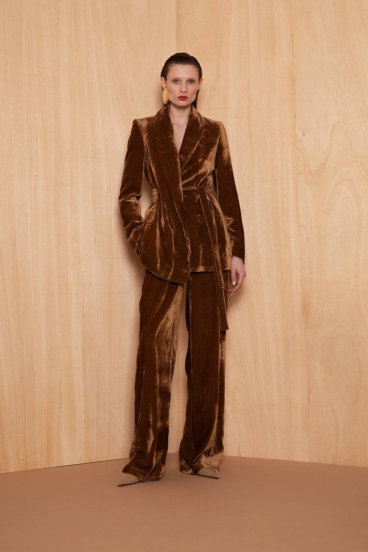 Sly 010 Wickelblazer mit Gürtel aus Viskose-Samt Meist gekauft