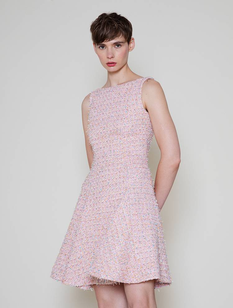 Sly 010 Tweed-Kleid mit Godet-Falten Schlussverkauf
