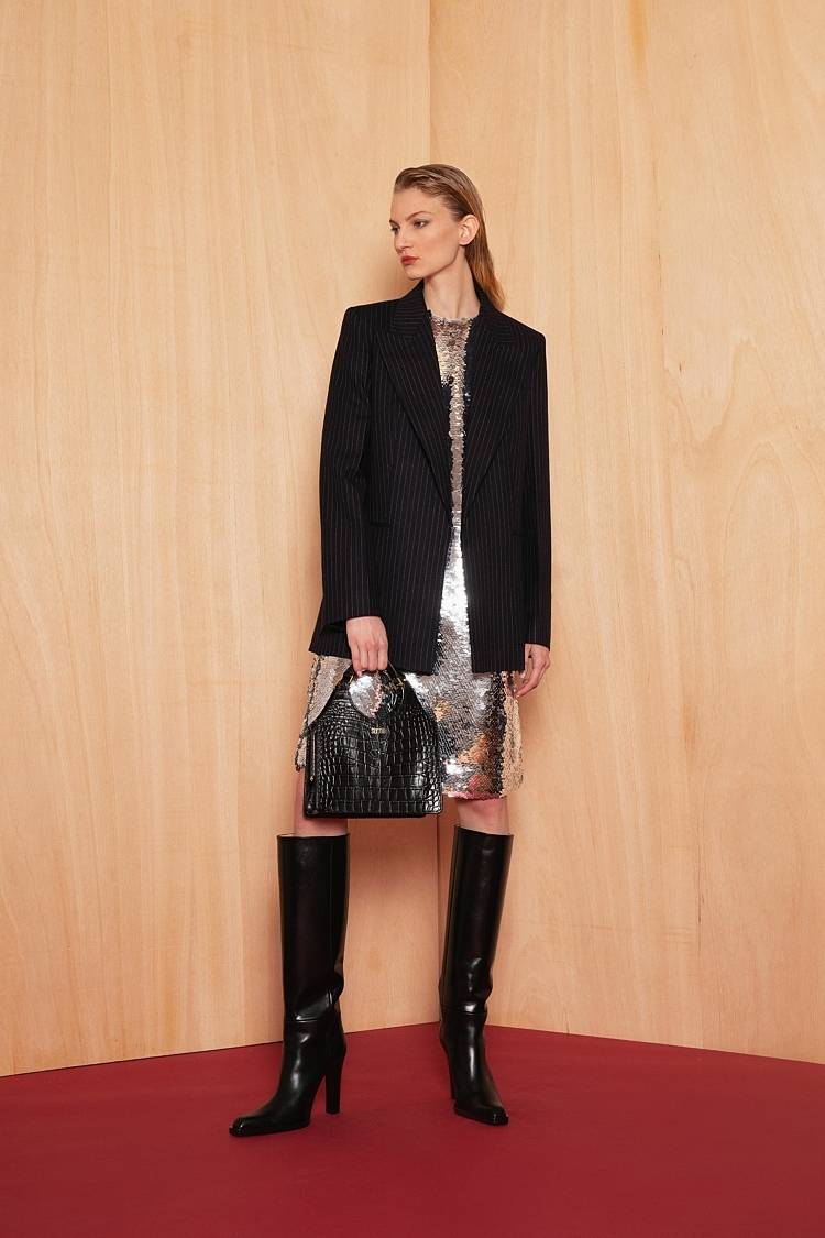 Sly 010 Knopfloser Nadelstreifen-Blazer aus Wolle Meist gekauft