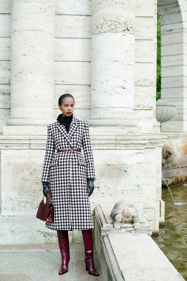 Sly 010 Tailored Coat with Houndstooth Pattern Hotsell