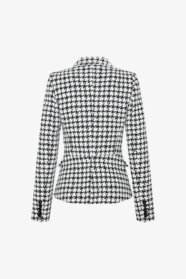 Sly 010 Doppelreihiger Tweedblazer mit Goldknöpfen im Angebot
