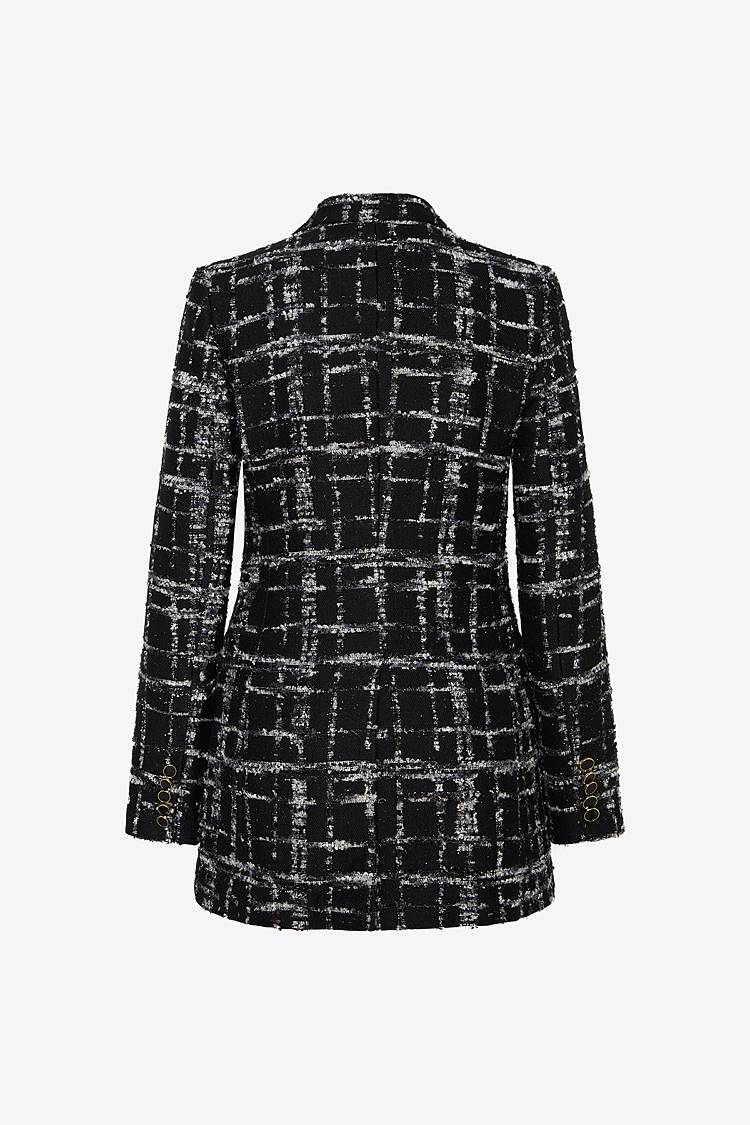 Sly 010 Doppelreihiger Tweed-Blazer mit Emailleknöpfen Fabrikverkauf