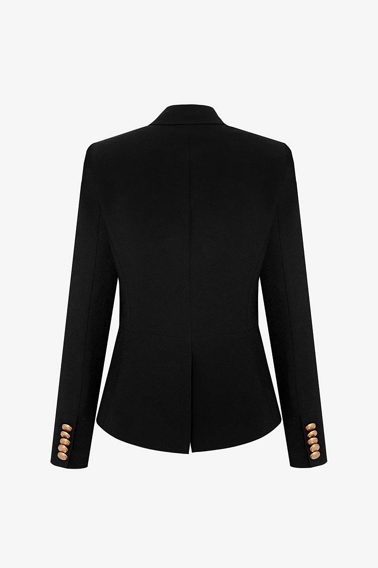 Sly 010 Kurzer doppelreihiger Blazer mit Goldknöpfen aus Crêpe-Envers-Satin Kostenlose Rückgabe
