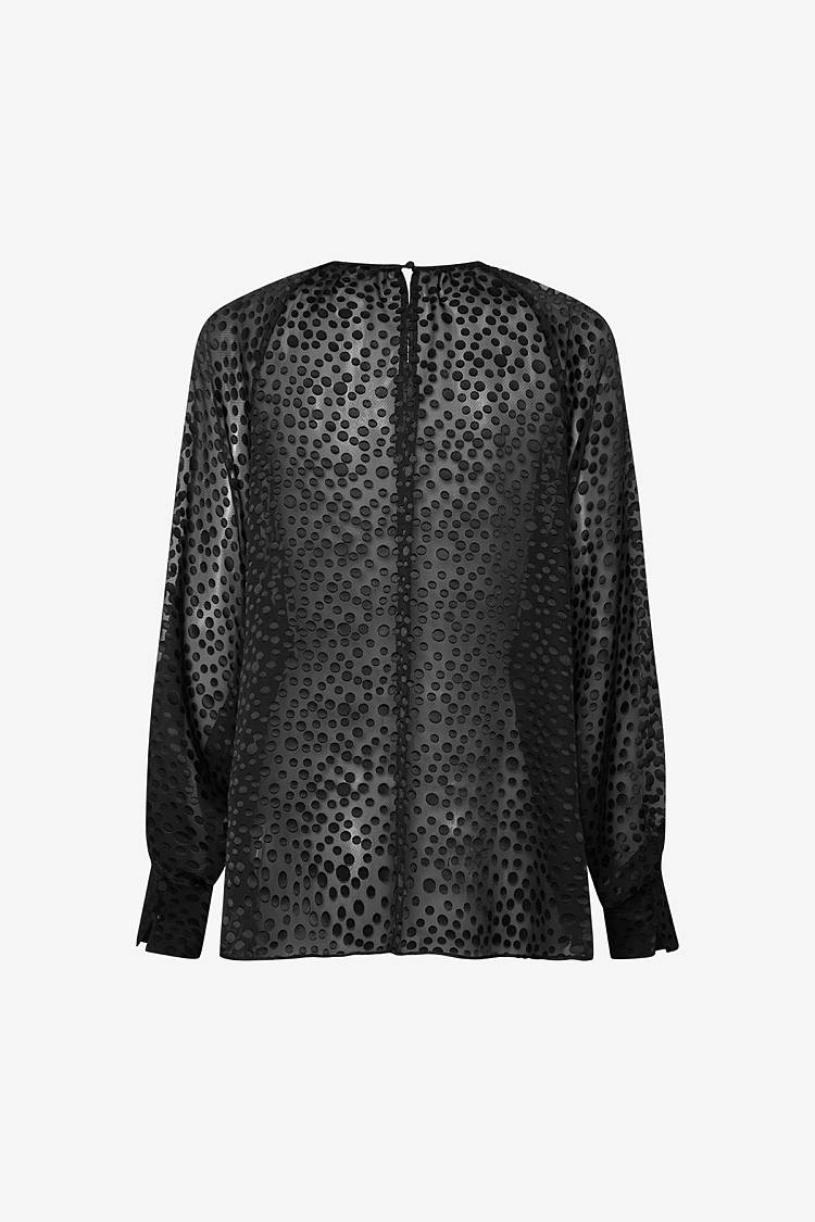 Sly 010 Polka Dot Bluse mit gerüschtem Halsausschnitt Auslauf