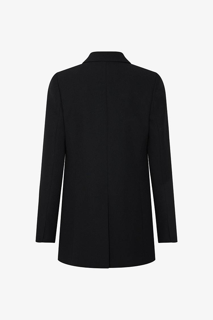 Sly 010 Knopfloser Smoking-Blazer aus Crêpe-Envers-Satin im Angebot