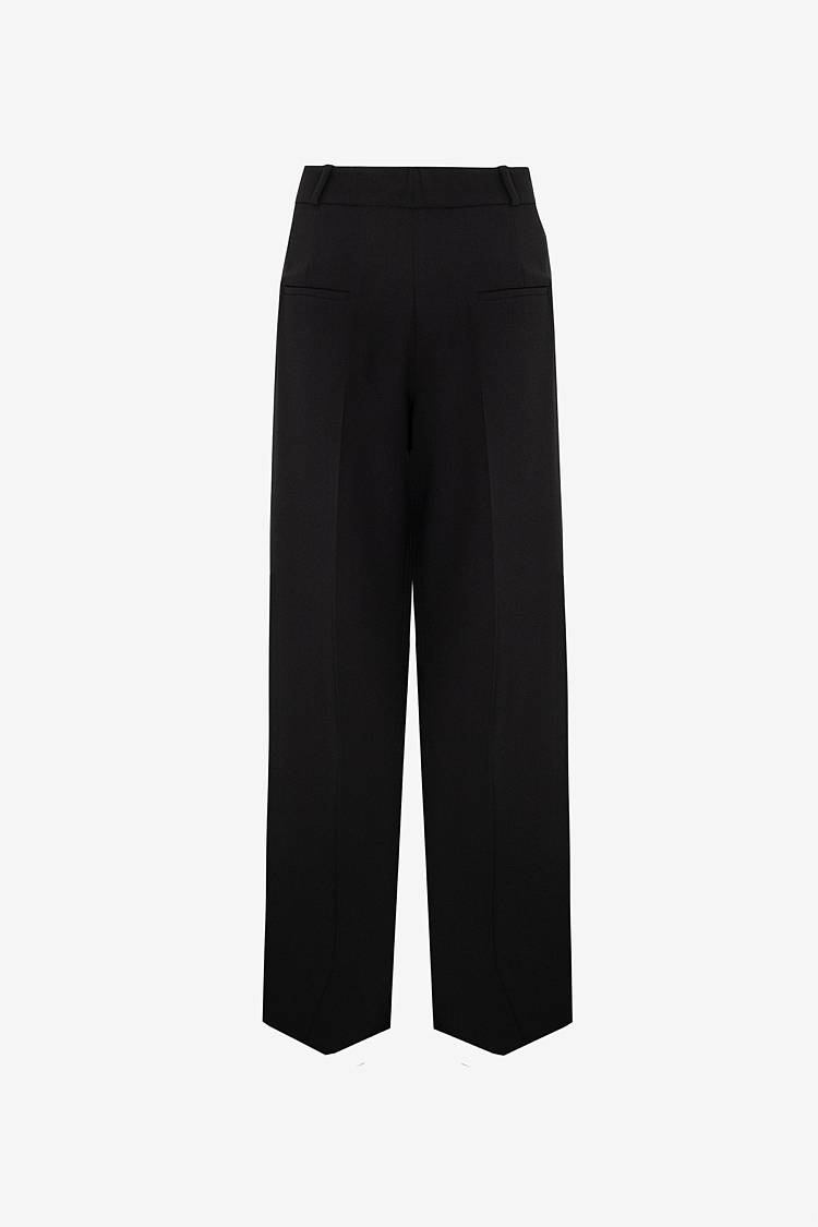 Sly 010 Gerade Hose mit Bundfalte aus Crêpe-Envers-Satin Fabrikverkauf