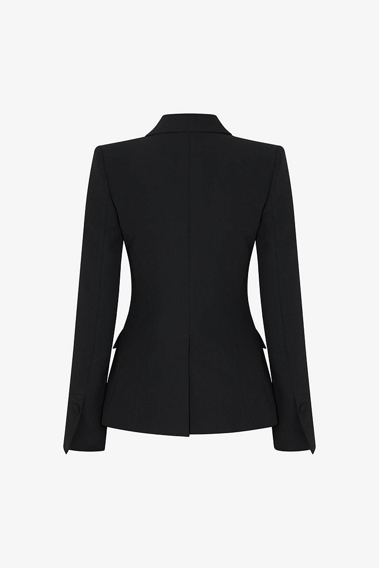 Sly 010 Einreihiger Blazer mit Pattentaschen aus Crêpe-Envers-Satin Meist gekauft