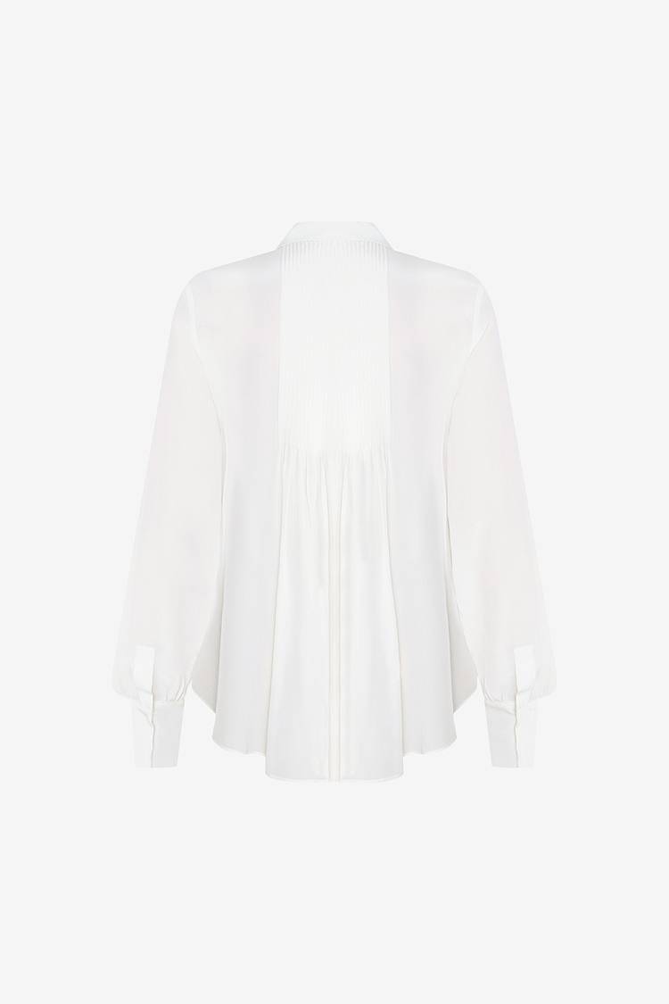 Sly 010 Klassische Seidenbluse mit plissierten Ärmeln Outlet