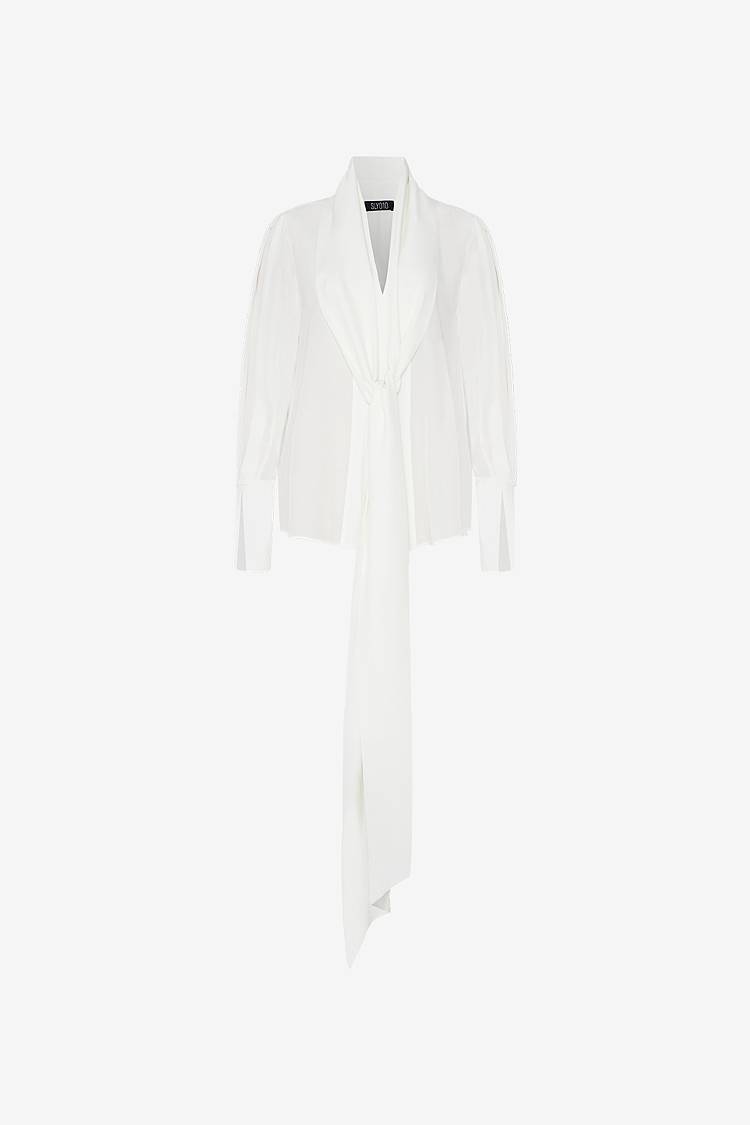 Sly 010 Lockere Seidenbluse mit Schluppe