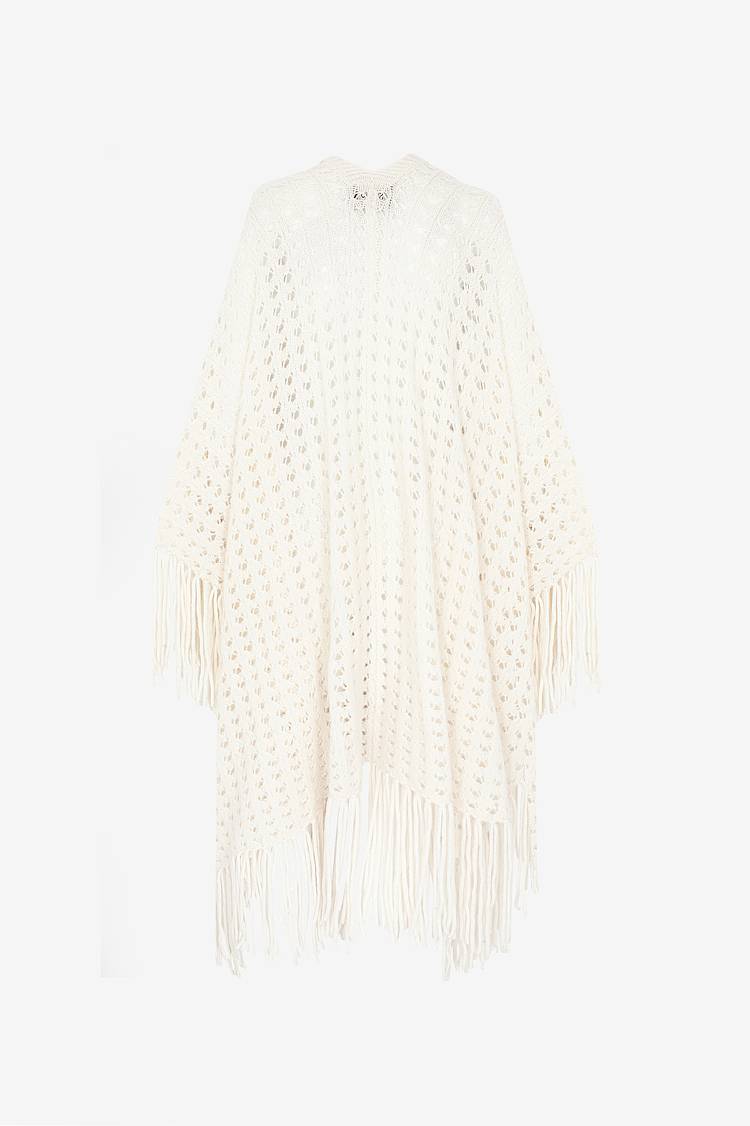 Sly 010 Kaschmir-Seiden Poncho mt Fransen Blitzverkäufe