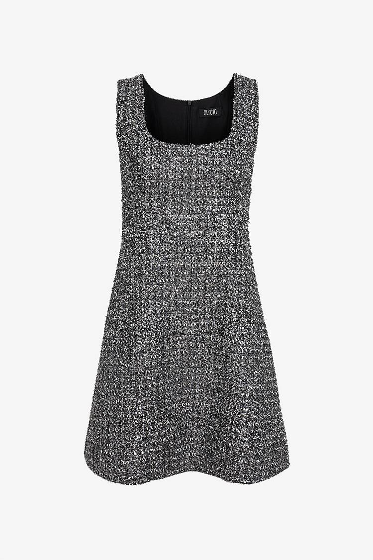 Sly 010 Feminines Kleid aus glitzerndem Tweed Fabrikverkauf