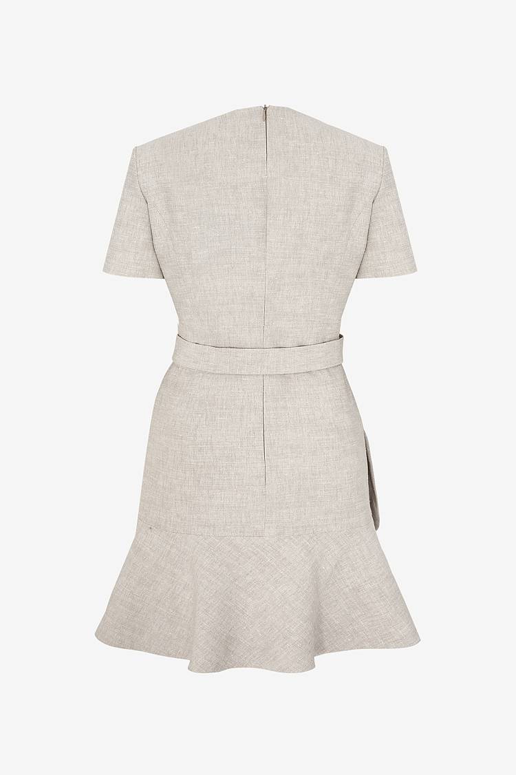 Sly 010 Kurzärmliges Kleid aus Viskose-Leinen Fabrikverkauf