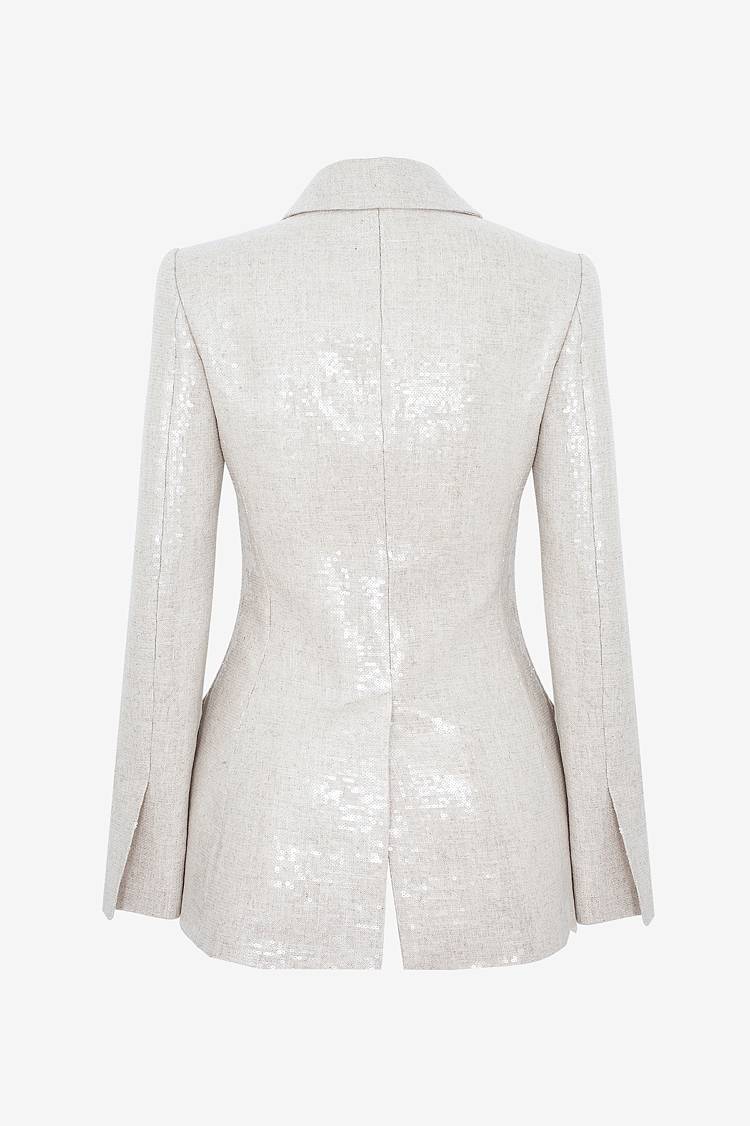 Sly 010 Taillierter Blazer mit Pailettem aus Leinengemisch Blitzverkäufe
