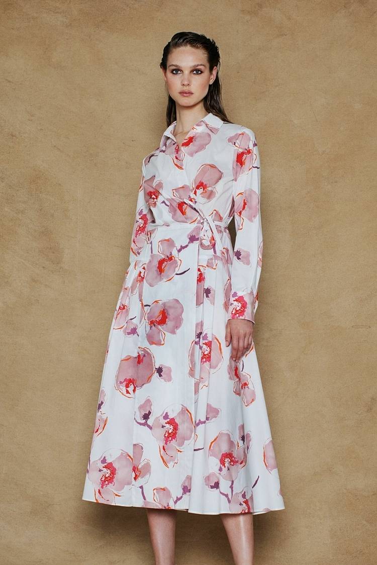 Sly 010 Midi-Wickelkleid aus Baumwolle mit Blumendruck Online
