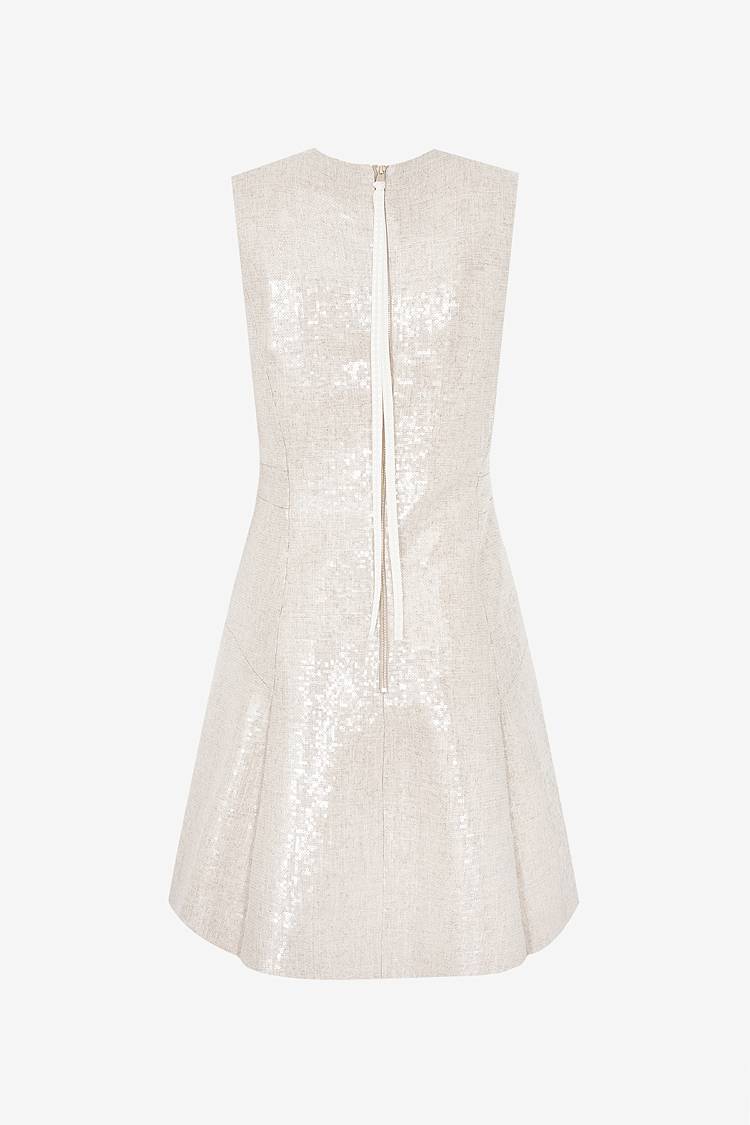Sly 010 Ärmelloses Pailettenkleid aus Viskose-Leinen-Mix Outlet