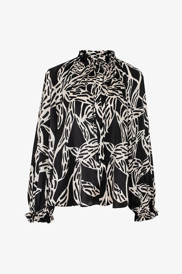 Sly 010 Seidenbluse mit gekräuseltem Kragen